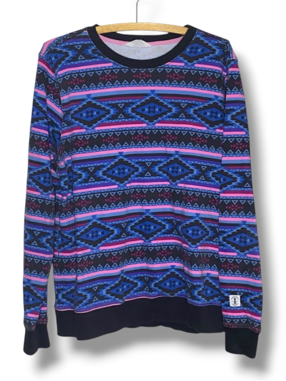 Chubbies Lounge Men's Geometric Crewneck Sweater in Blue & Pink